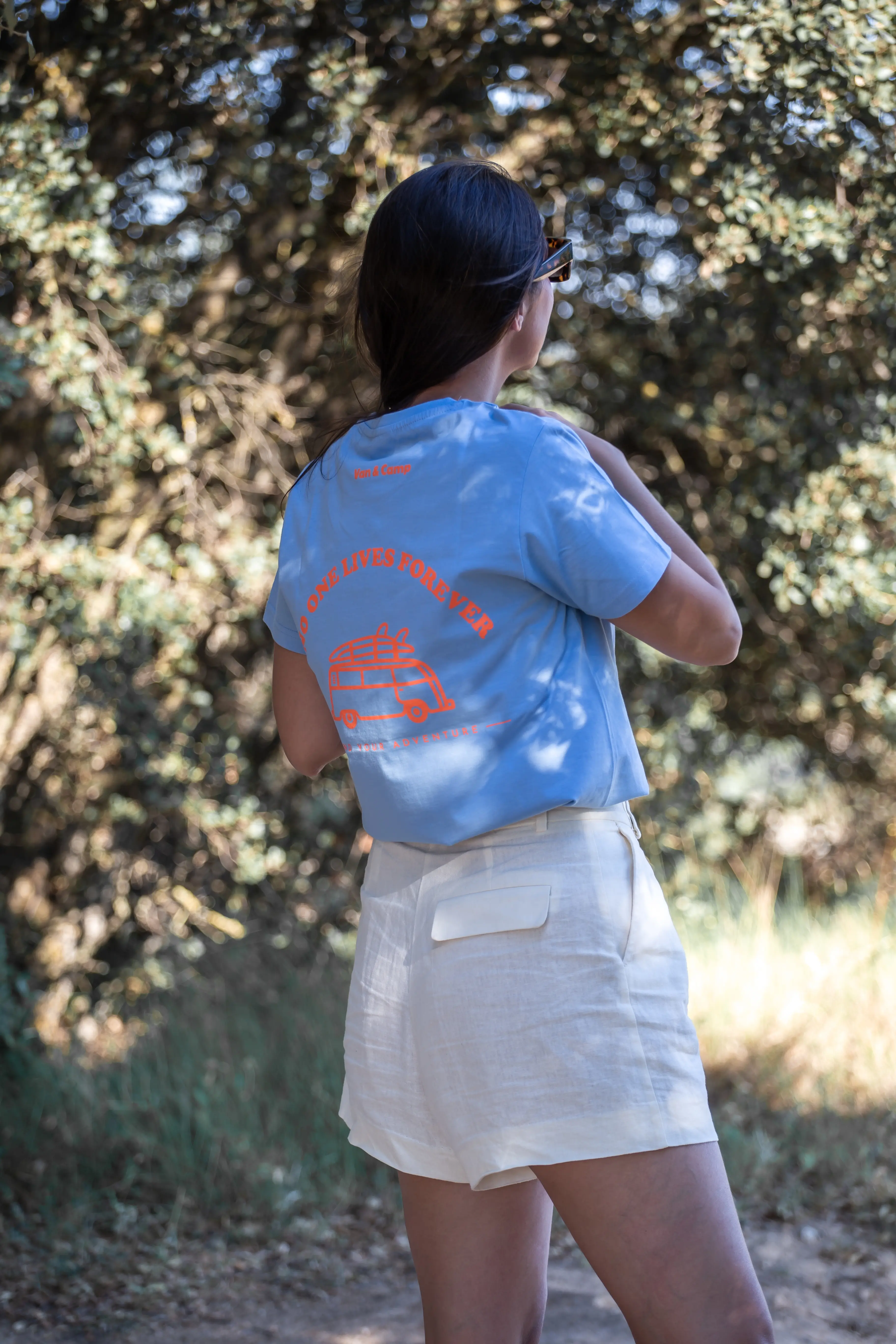 No One Lives Forever Light Blue Orange